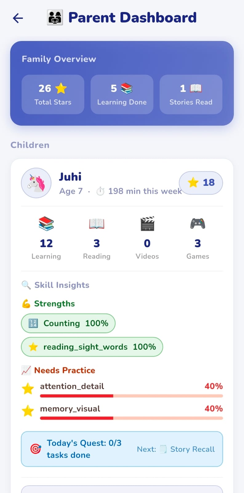 JWorld Quest reading and language screen