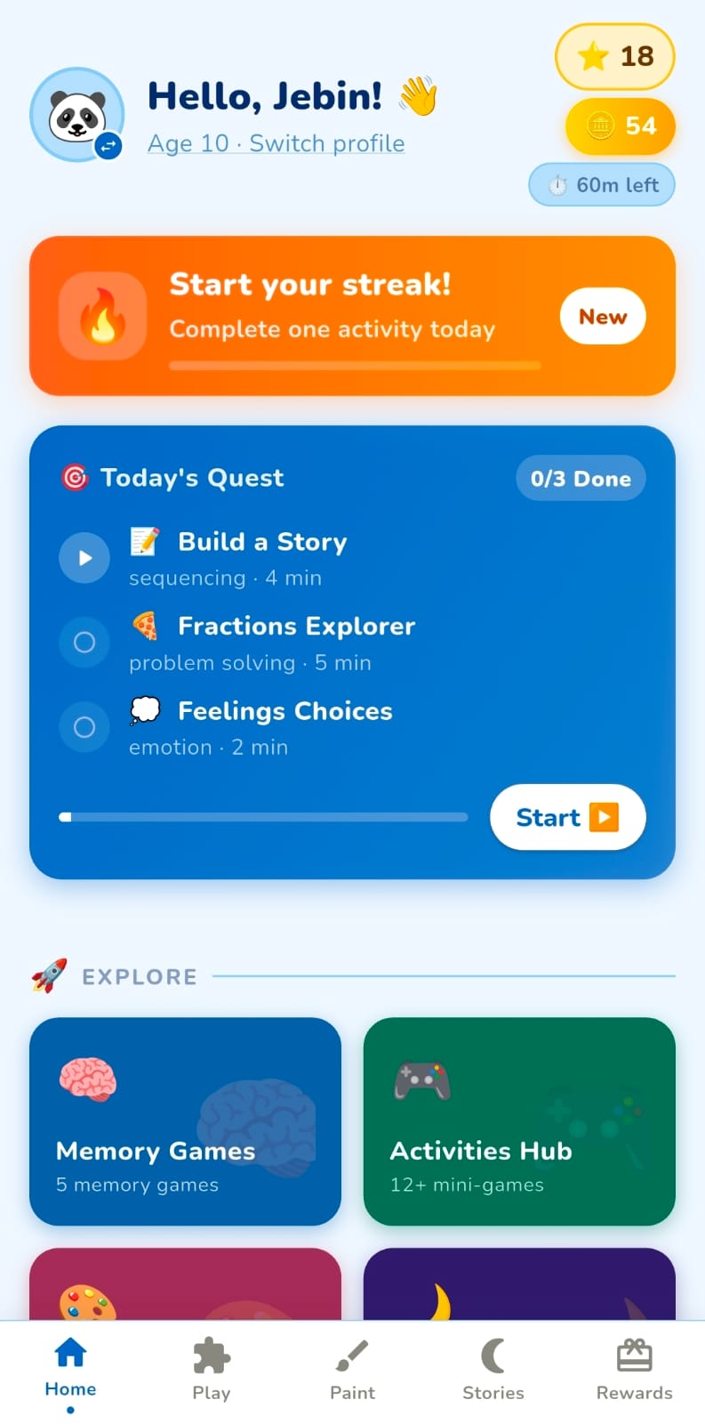 JWorld Quest painting activity screen